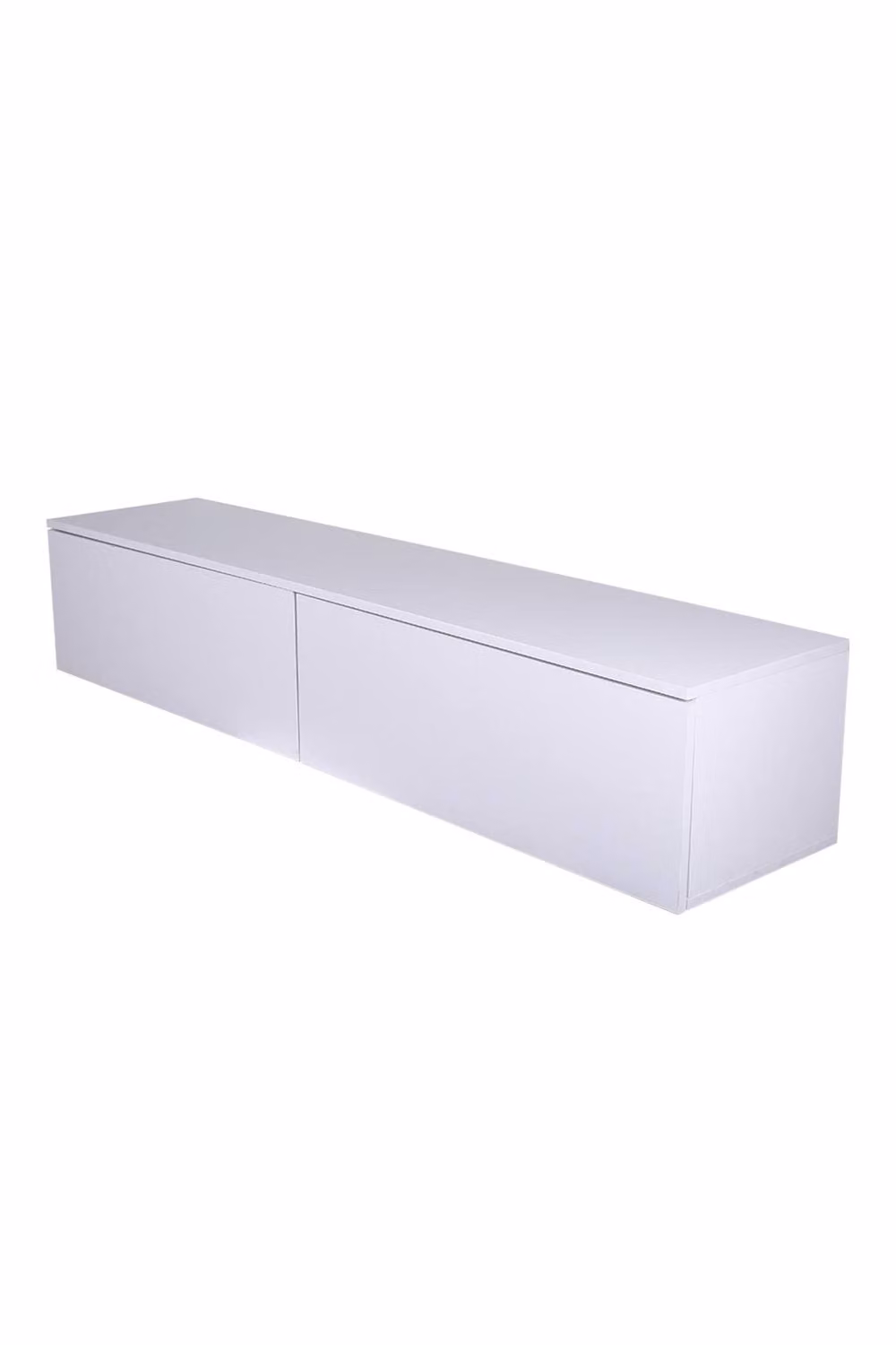 H&O Direct Matte Wall Mounted Floating TV Stand with 2 Flip Drawers in White – 5