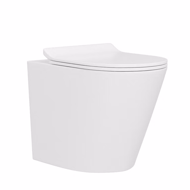Royal Bathrooms Cesar White Ceramic Rimless Back to Wall Toilet with Slim Soft Close Seat