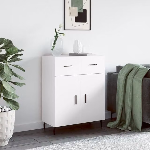 Berkfield Home Modern White Sideboard, W/D/H: 69.5 x 34 x 90 cm – 1