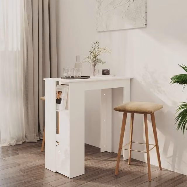 Berkfield Home Modern White Bar Table with Shelf, W/D/H: 102 x 50 x 103.5 cm – 1