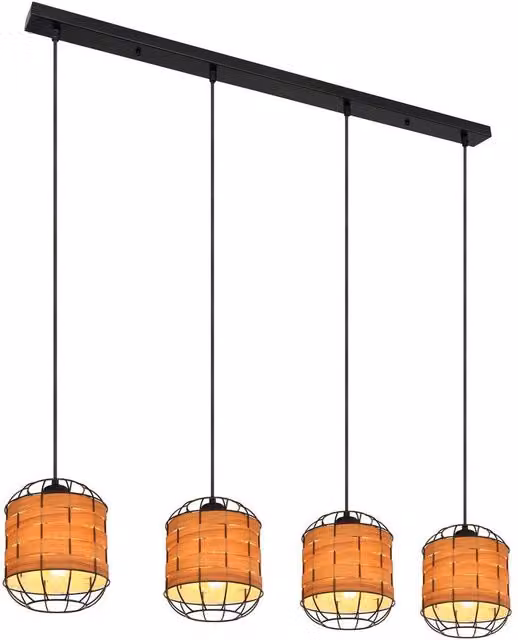 Netlighting Elmar Bar Pendant Ceiling Light in Matt Black with 4x E27 Sockets