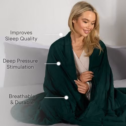 OHS Sensory Sleep Therapy Weighted Blanket for Adults, Green, W/D/H: 150 x 200 cm, 8kg – 2
