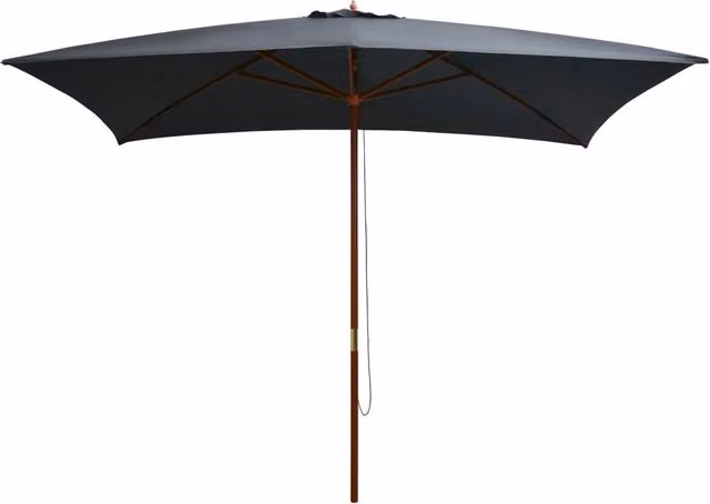 Berkfield Home Outdoor Parasol with Wooden Pole, Anthracite and Black, W/D/H: 300 x 200 x 200 cm – 1
