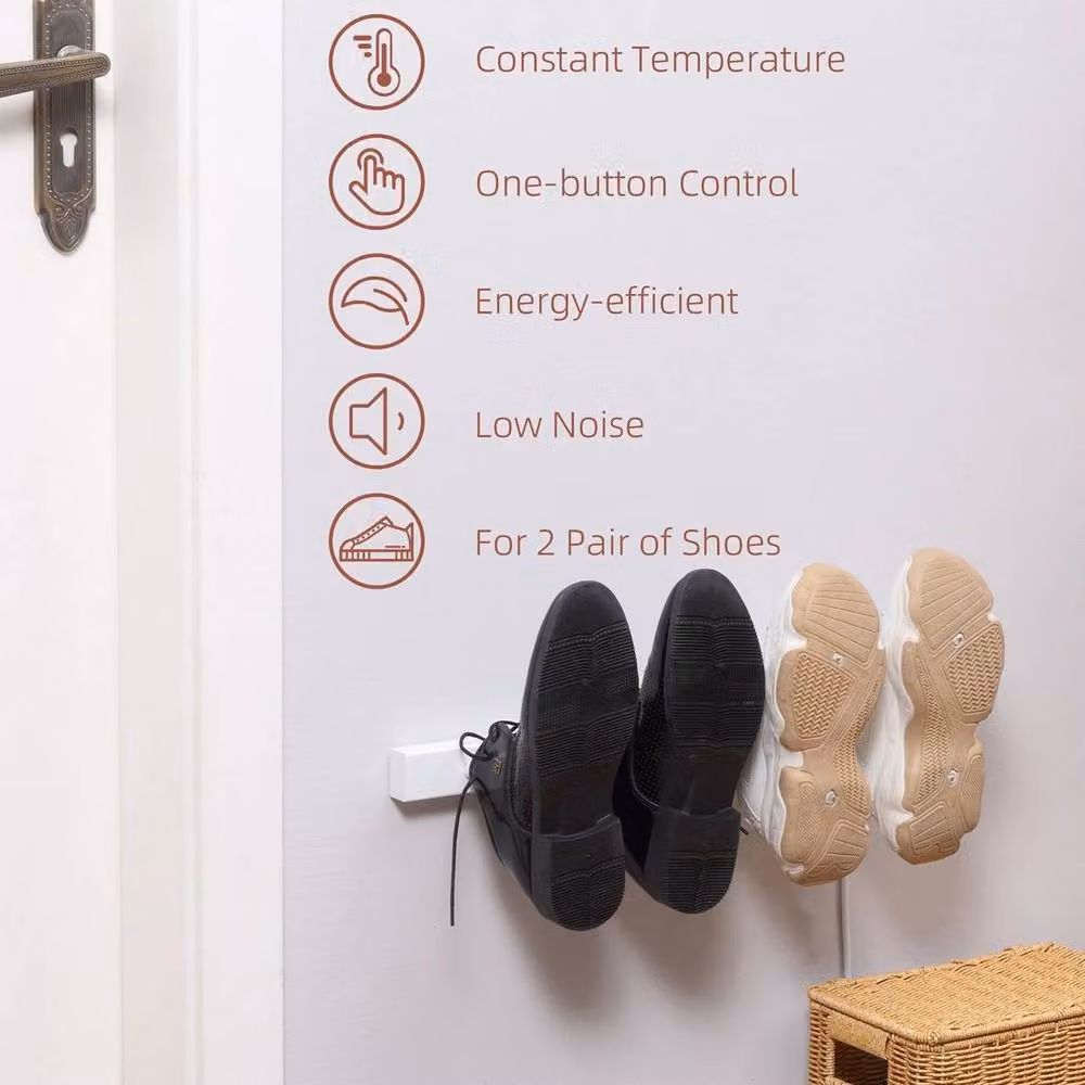 KORVIXA Wall Mounted Electric Shoe Dryer, 2 Pairs, White