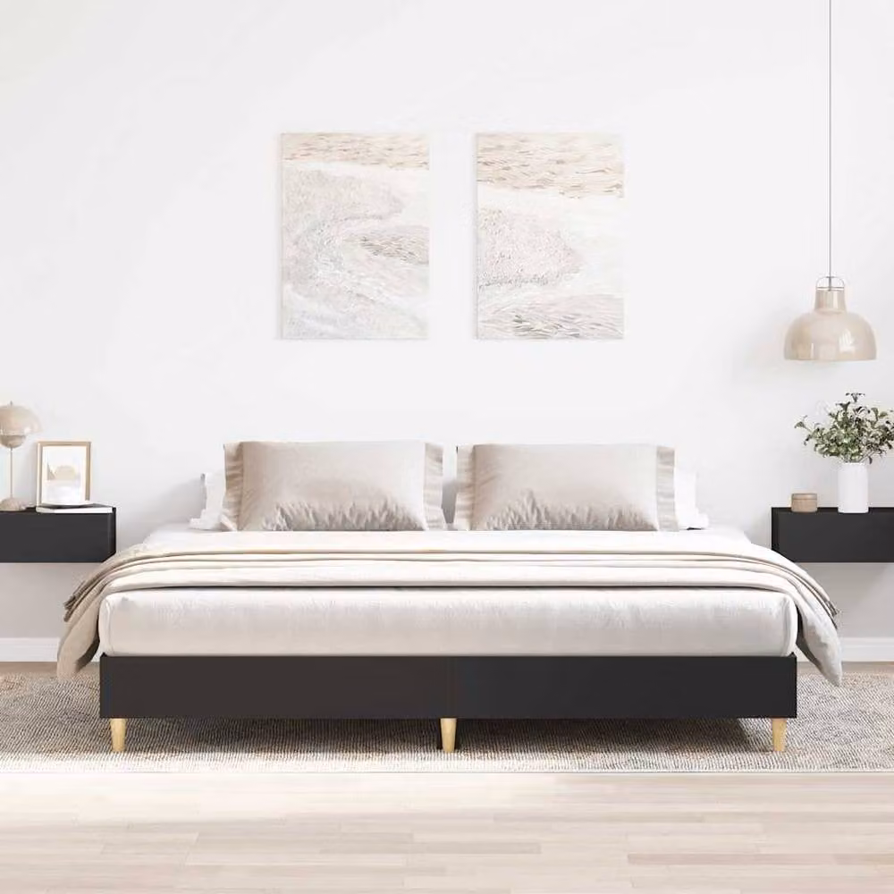Berkfield Home Engineered Wood Bed Frame, Black, W/D/H: 200 x 200 x 25 cm – 1