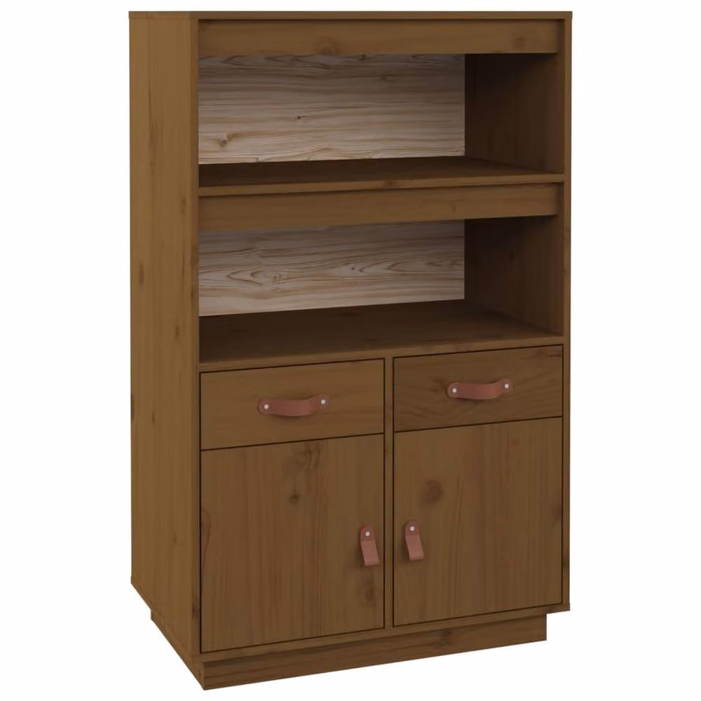 Berkfield Home Rustic Highboard in Honey Brown Solid Pine, W: 67 cm, D: 40 cm, H: 108.5 cm – 2