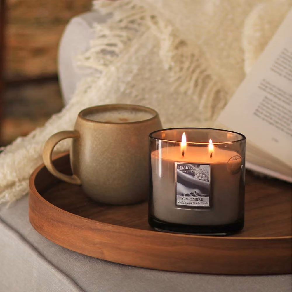 Heart and Home Twin Wick Ellipse Soy Wax Candle in Cashmere Mid Grey – 4