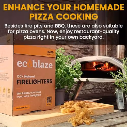 Ecoblaze Natural Brown Firelighters, 200 Pack for Wood Burners, BBQ Ovens, Stoves and Fireplaces – 4