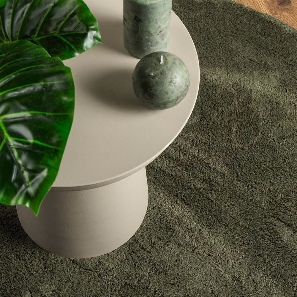 Berkfield Home HUARTE Round Short Pile Washable Soft Rug in Forest Green, Diameter: 80 cm – 4