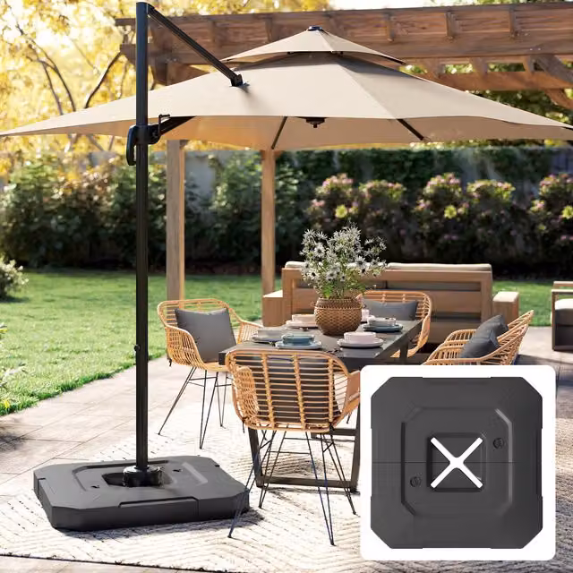 Outsunny 2 Pack Black Fillable Plastic Umbrella Weights for Cantilever Parasols