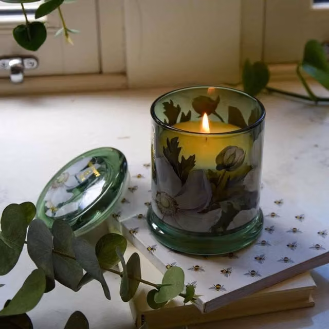 Madison & Mayfair Large White Poppy & Sage Lidded Jar Candle in Green – 1