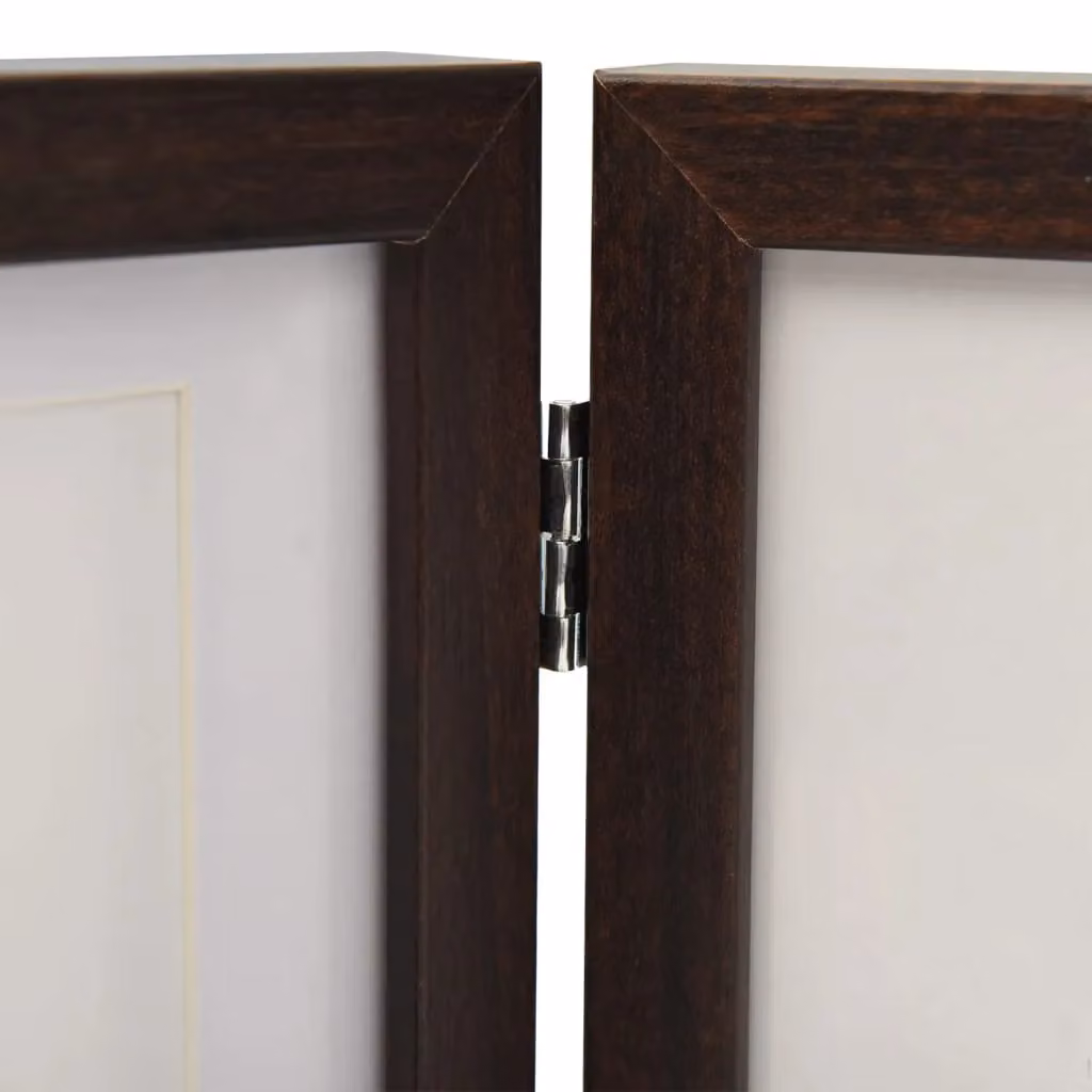 Berkfield Home Trifold Photo Frame Collage in Dark Brown, W: 22 cm, H: 15 cm – 5