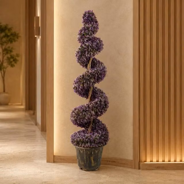 Leaf 120cm Purple Artificial Large Spiral Tree with Decorative Planter – 1