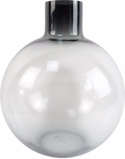 Leaf Minimalist Round Glass Bottle Vase in Grey Smoke