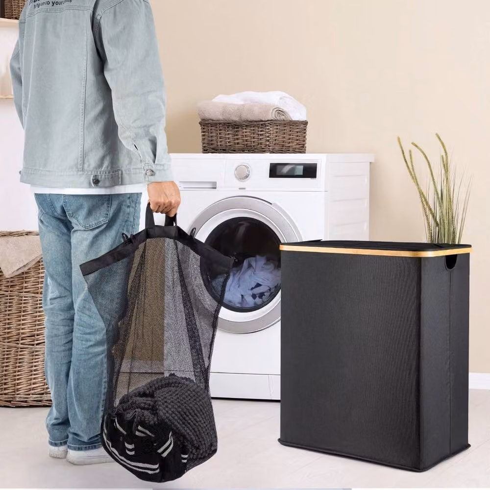 Kelvenix Extra Large Laundry Basket with Removable Bags in Black – 4