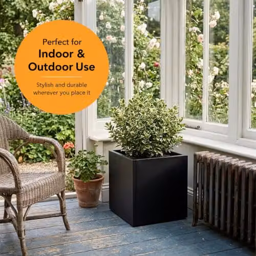 Nicoman Black Galvanised Steel Cube Planter Tub, W/D/H: 50 x 50 x 50 cm – 5