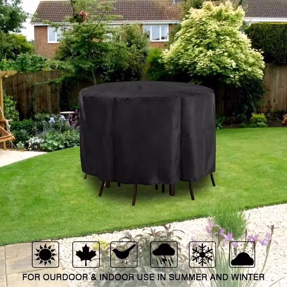 SPETLEK Large Round Furniture Cover in Black, W: 140 cm, D: 95 cm – 4