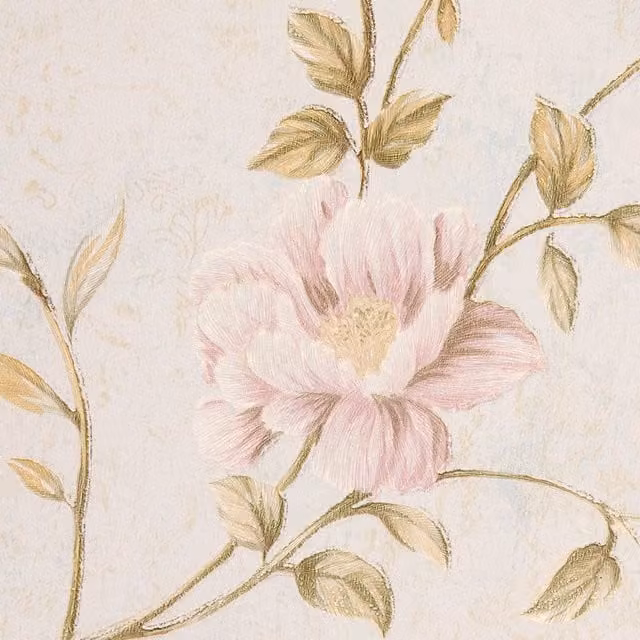Livingandhome Vintage Floral Botanical Non-Woven Wallpaper Roll in Beige and White