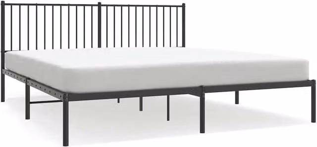 Berkfield Home Metal Bed Frame with Headboard in Black, W/D/H: 180 x 200 cm