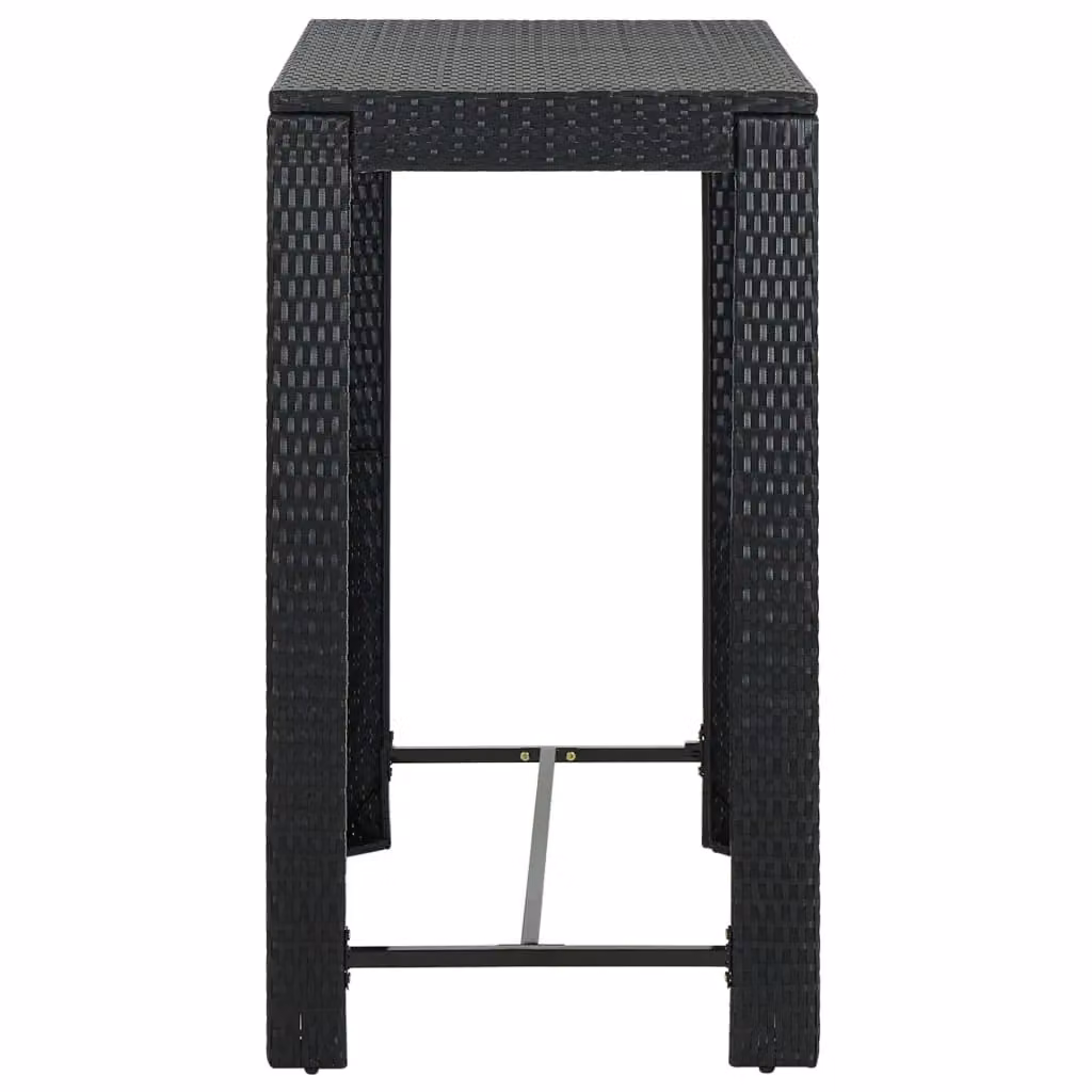 Berkfield Home Garden Bar Table in Black Poly Rattan and Metal, W: 100 cm, D: 60.5 cm, H: 110.5 cm – 3