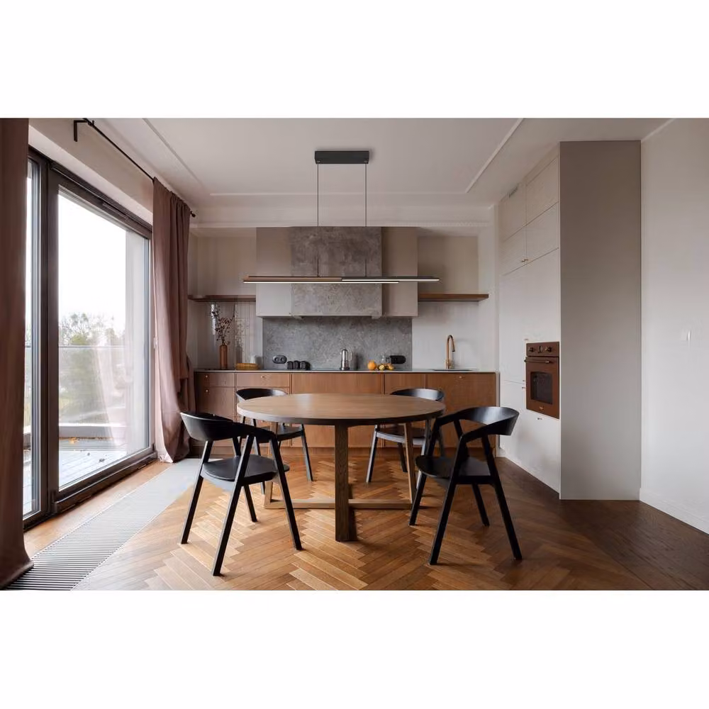Netlighting Quito LED Pendant Ceiling Light in Black with Height Adjustment and 4000K Colour Temperature – 3