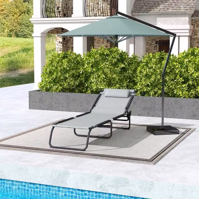 Outsunny Reclining Sun Lounger in Grey Textilene