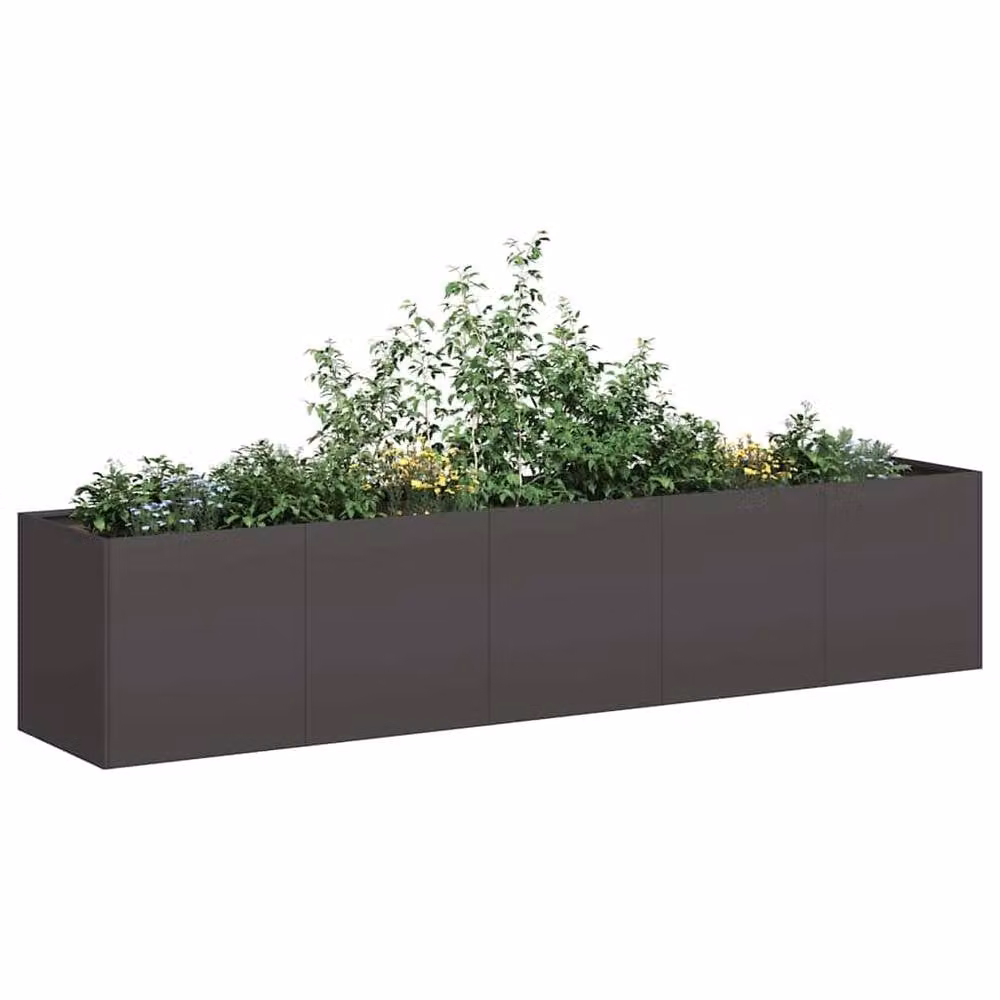 Berkfield Home Black Steel Planter Tub W/D/H: 200 x 40 x 40 cm – 2
