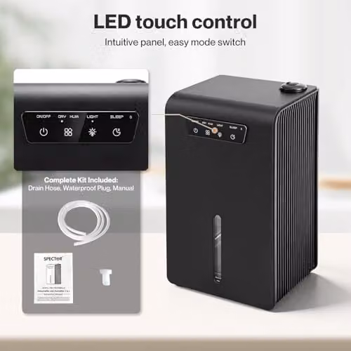 Spector 2-in-1 Dehumidifier and Humidifier, 3.2L, Black – 6