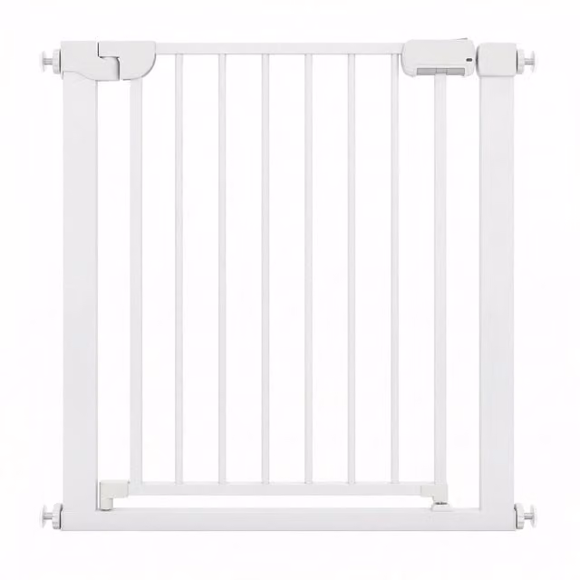 Costway Extendable White Pressure Mounted Auto-Close Swing Door Gate for Doors and Stairs