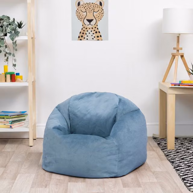 ICON Kids Velvet Bean Bag Chair in Blue