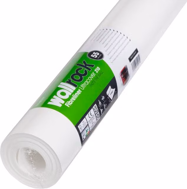 Wallrock Fibreliner Ultra Paintable Wall Lining Paper, White, 100m Roll