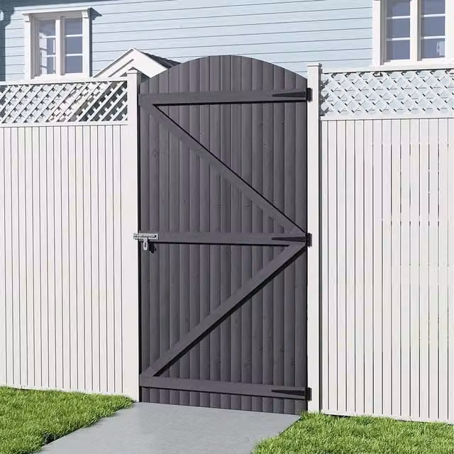 Lifeideas Wooden Arch Garden Gate in Grey, H 210 cm x W 105 cm