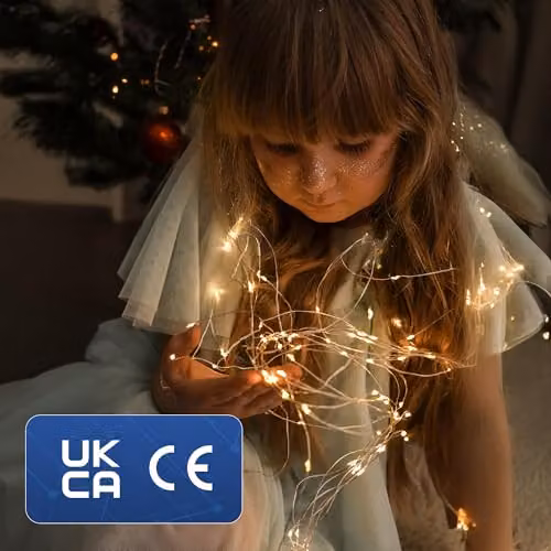 Desiretech 4-Pack Warm White LED Battery-Powered Copper Wire String Lights with 50 LEDs – 6