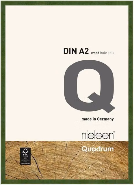 Nielsen Design Quadrum A2 Wooden Picture Frame in Green with Protective Glass Front
