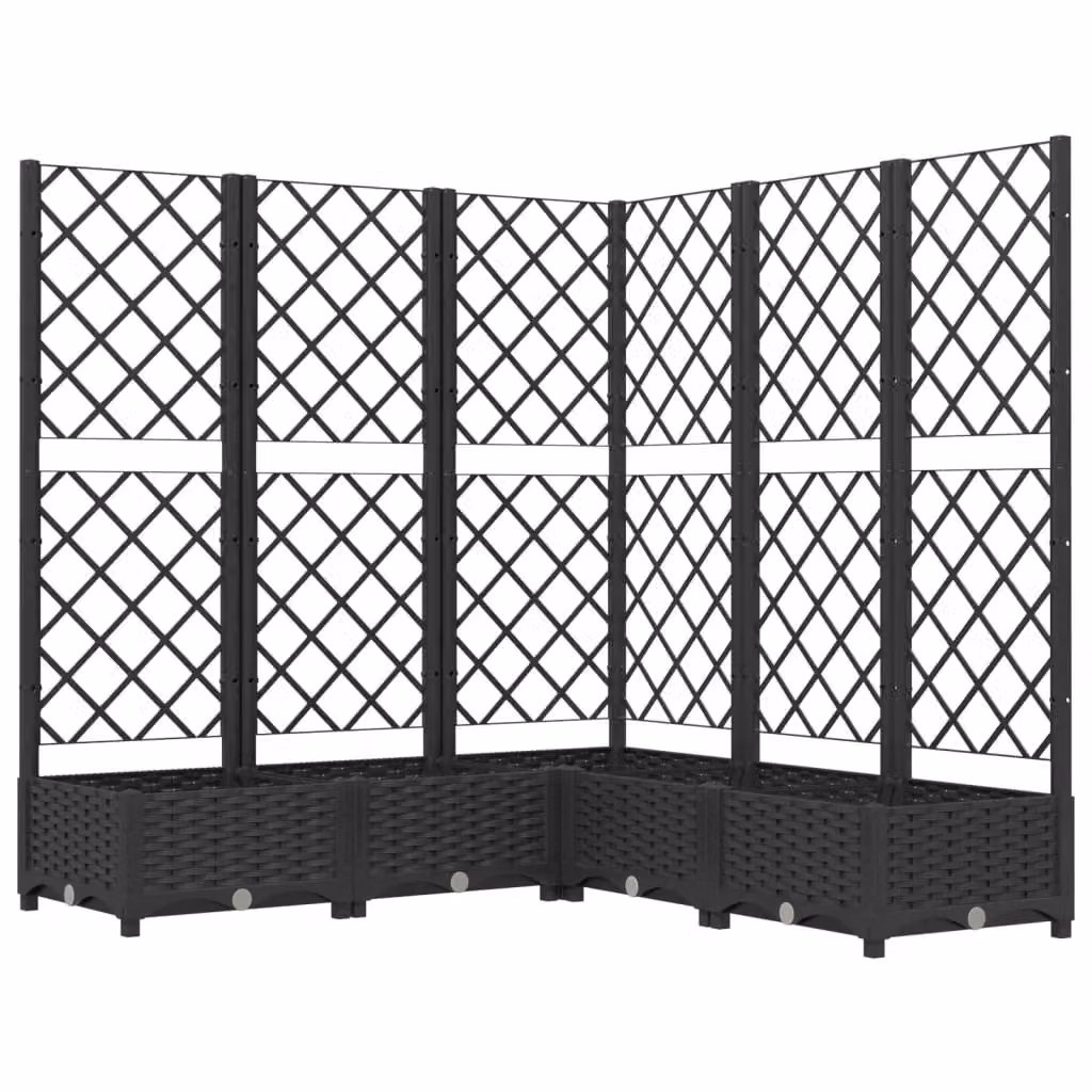 Berkfield Home Garden Planter with Trellis in Black, W/D/H: 120 x 120 x 121.5 cm – 2