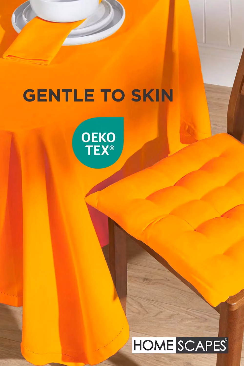 Homescapes 6 Pack Luxury Cotton Seat Pads in Orange, W/D/H: 40 x 40 x 40 cm – 3