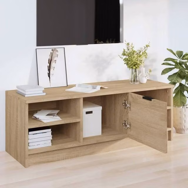 Berkfield Home Sonoma Oak TV Cabinet in Beige, W/D/H: 102 x 35.5 x 36.5 cm – 1