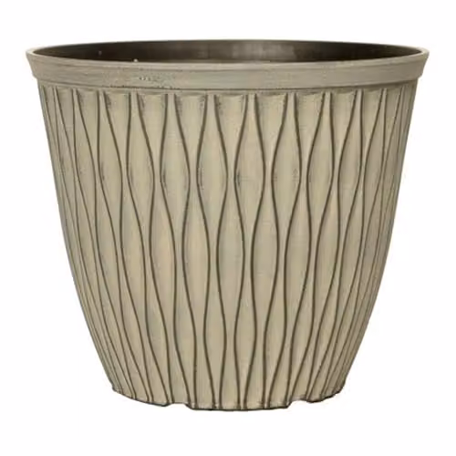 YouGarden Pair of Laval Planters in Grey, 20cm Diameter Plastic Pots – 1