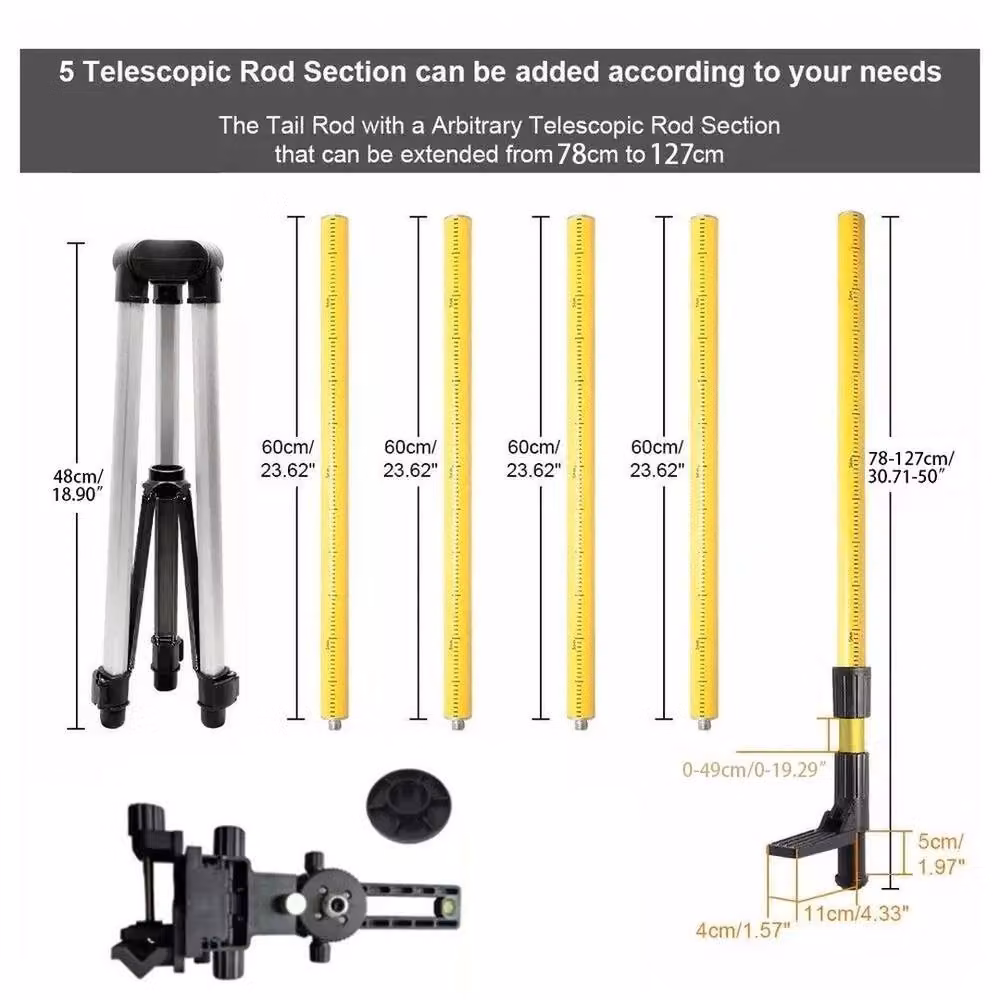 FLAVORA Adjustable Telescopic Tripod Support Pole, Yellow, W/D/H: 520 x 520 x 1000 cm – 4