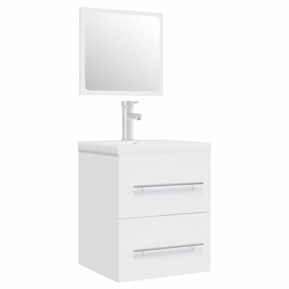 Berkfield Home White Engineered Wood Bathroom Sink Cabinet with Built-in Basin, W/D/H: 76.7 x 48.0 x 38.5 cm – 2