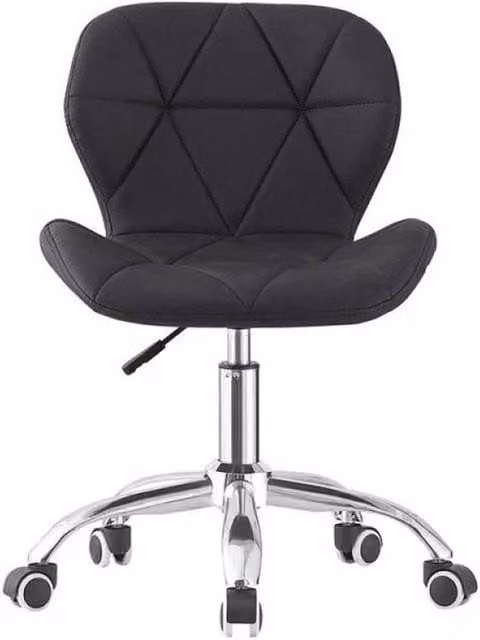 NESTLUNE Black Height Adjustable Dressing Table Stool with Synthetic Leather and 360 Degree Swivel