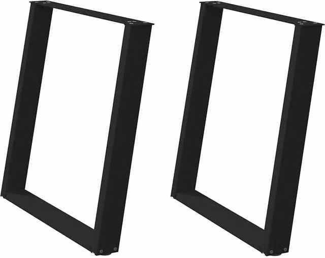Berkfield Home vidXL U-Shaped Dining Table Legs, 2 Pieces, Black Steel, H: 72.5 x W: 70 cm – 1