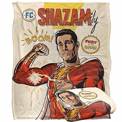 Logovision Shazam Fury of the Gods Super Soft Fleece Throw Blanket, W/D/H: 152 x 127 cm, White/Multicolour – 1