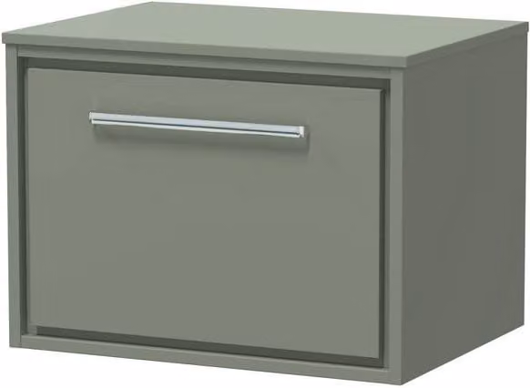 Balterley 600mm Wall Hung Single Drawer Vanity with Worktop in Fern Green