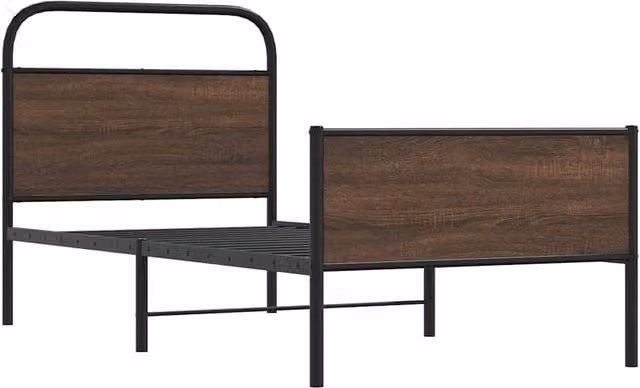 Berkfield Home Elegant Bed Frame in Brown Oak, W/D/H: 90 x 190 cm – 1