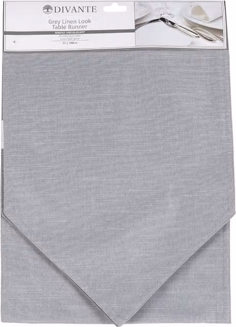 Divante Plain Grey Linen Look Table Runner