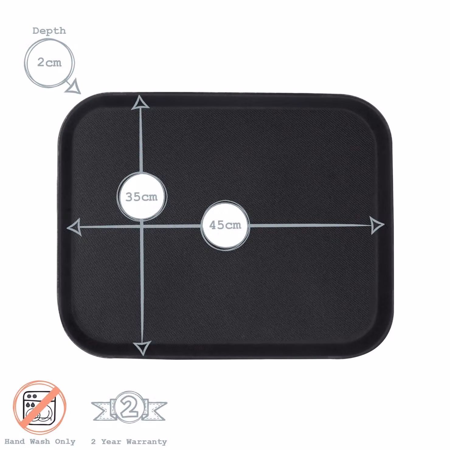 Argon Tableware Black Rectangular Non-Slip Serving Tray W: 45 cm, D: 35 cm – 3