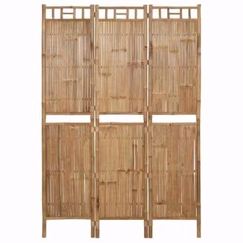 vidaXL 3-Panel Bamboo Room Divider in Brown and Beige, W/H: 120 x 180 cm – 1