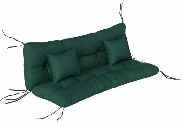 FLAVORA Modern Rectangular Outdoor Seat and Back Cushion Set in Green – 1