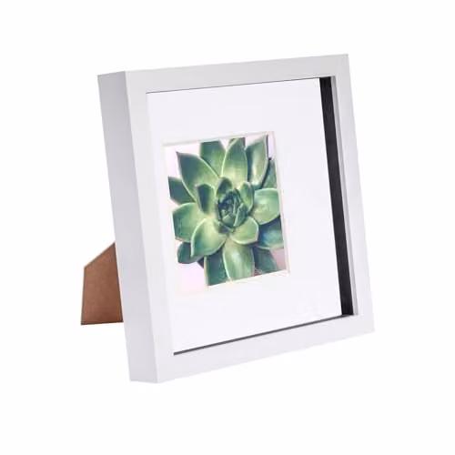Nicola Spring Square 3D Shadow Box Photo Frame in White with Glass Aperture – 1